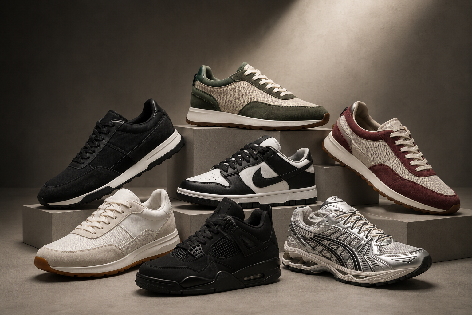 Premium unbranded sneakers arranged for KickPulse shoppers